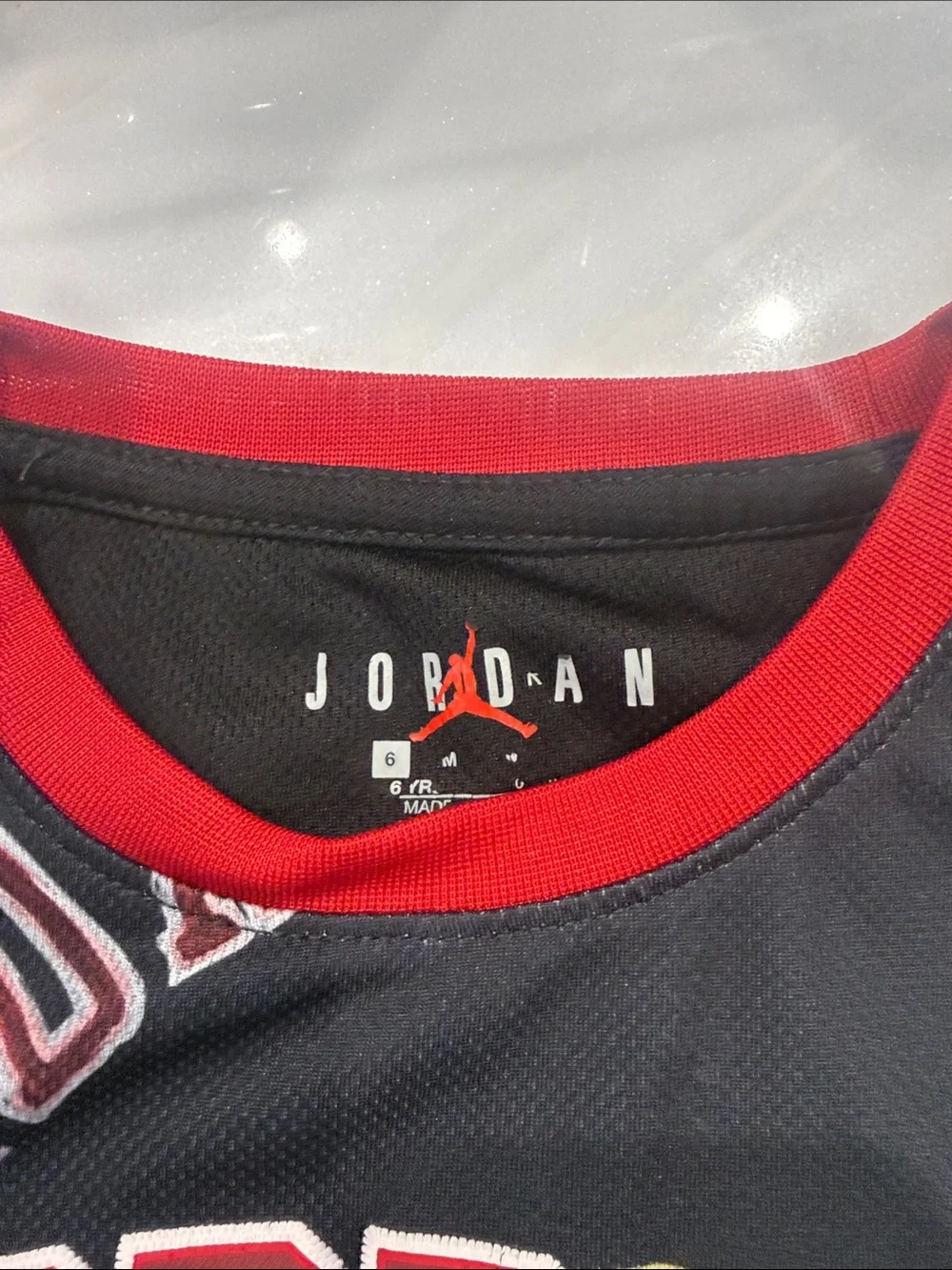 Jordan Black & Red Graphic Basketball Jersey and Shorts